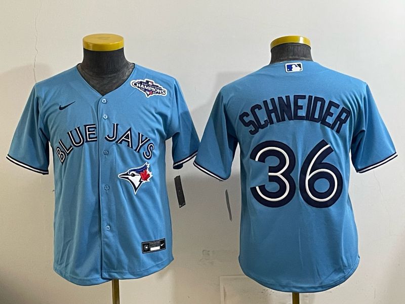 Youth 2025 Nike Toronto Blue Jays #36 Schneider Light Blue Game MLB Jersey 02